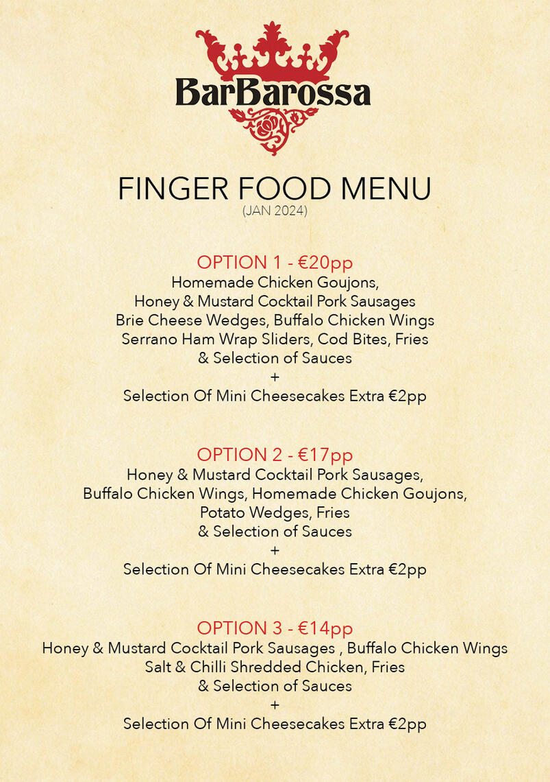 Finger Food Menu